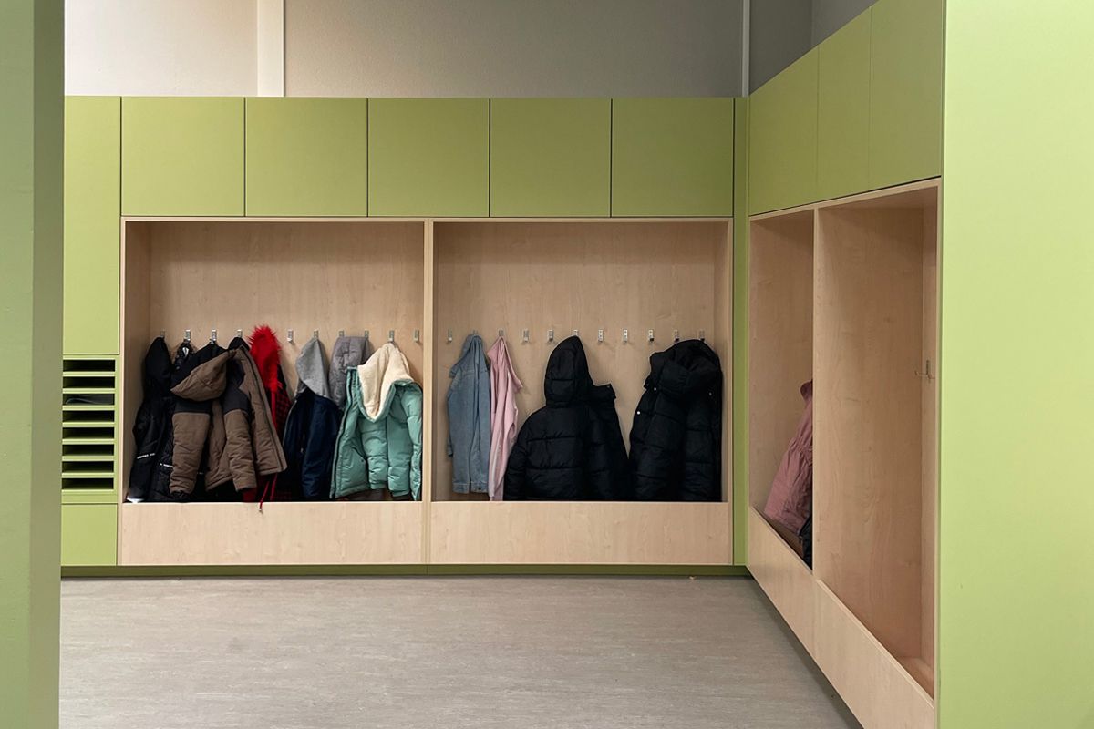 Inrichting schoolgebouw: ontwerp garderobekasten